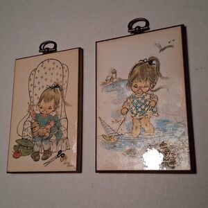 Vintage Set/2 Pictures Norfolk Cartoon Girl